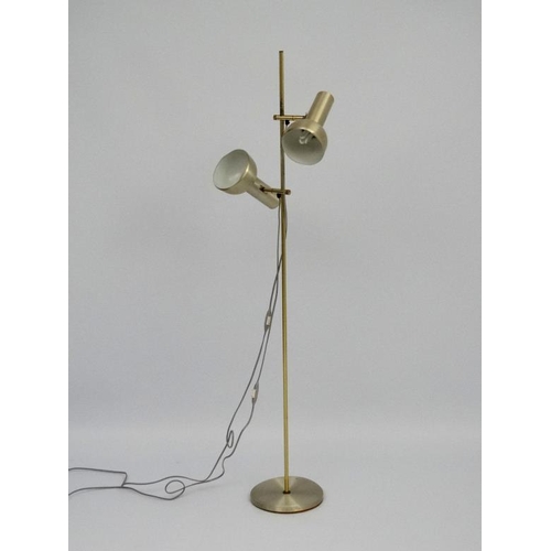 124 - Vintage Retro : a Danish designed brushed bronze aluminium twin lamp multi directional spot lamp / s... 