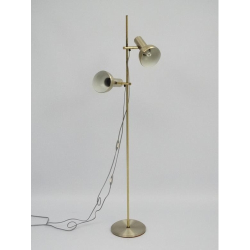 124 - Vintage Retro : a Danish designed brushed bronze aluminium twin lamp multi directional spot lamp / s... 