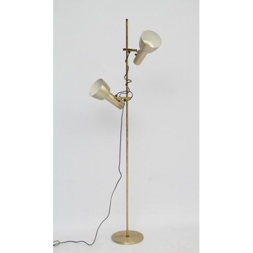 125 - Vintage Retro : a Danish designed  brushed bronze aluminium twin lamp multi directional spot lamp / ... 