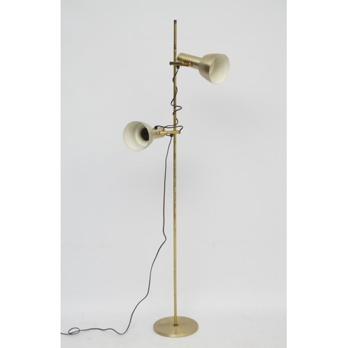 125 - Vintage Retro : a Danish designed  brushed bronze aluminium twin lamp multi directional spot lamp / ... 