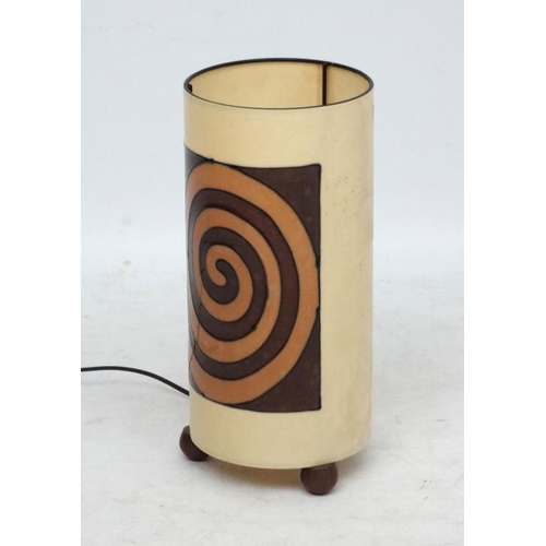 130 - Vintage Retro : an unusual table light , having 3 ball feet and spiral decoration to the cylindrical... 