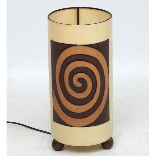 130 - Vintage Retro : an unusual table light , having 3 ball feet and spiral decoration to the cylindrical... 