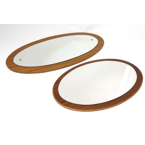 132 - Vintage Retro : two oval mirrors , the largest 30 3/4'' x 15 1/4''