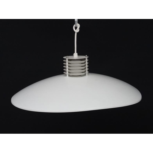 140 - Vintage Retro : a Swedish pendant ' Bue Light ' ( labelled ) with white livery and 6 ring top, 18 3/... 