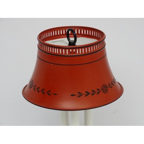 152 - Vintage Retro : a tole peint electric table lamp in the bouillotte table lamp style, 16 1/2'' high .