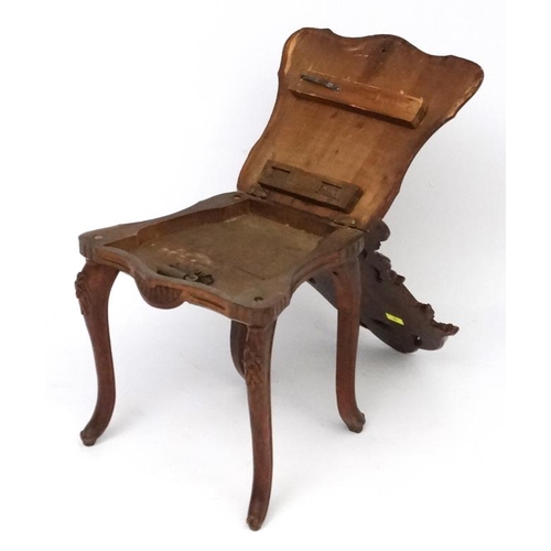 157 - Black Forest : A 4-air musical seated chair with carved edelweiss and inlaid chamois decoration 37 1... 