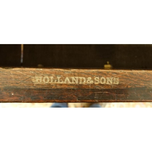 161 - Holland & Sons : An 19thC mahogany and cross banded and burr elm three drawer chest of drawers. Stam... 