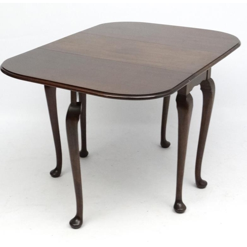 164A - A c1900 mahogany 6-leg drop flap dining table with pad feet in the Queen Anne style 35 1/4'' wide x ... 