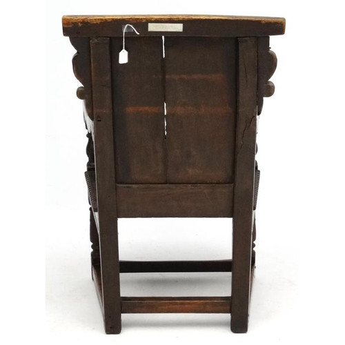 168 - An 18thC and later oak Wainscot chair 39'' high overall