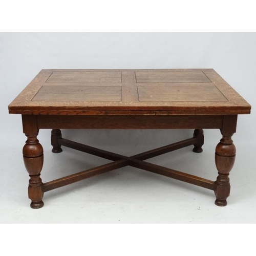 173 - An unusual large oak drawer leaf table c.1928. 47 /2'' wide x approx 108'' extended.