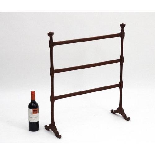 186 - A charming 19thC mahogany painted child's towel rail 28'' high x 25'' wide