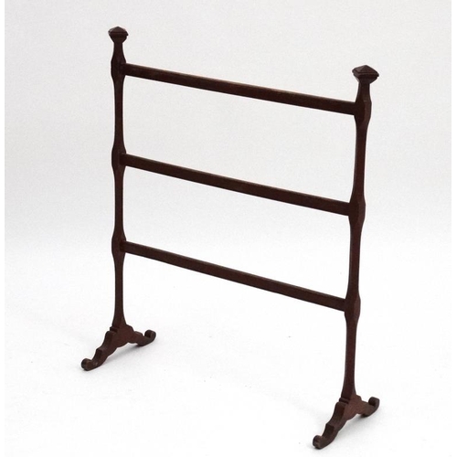 186 - A charming 19thC mahogany painted child's towel rail 28'' high x 25'' wide