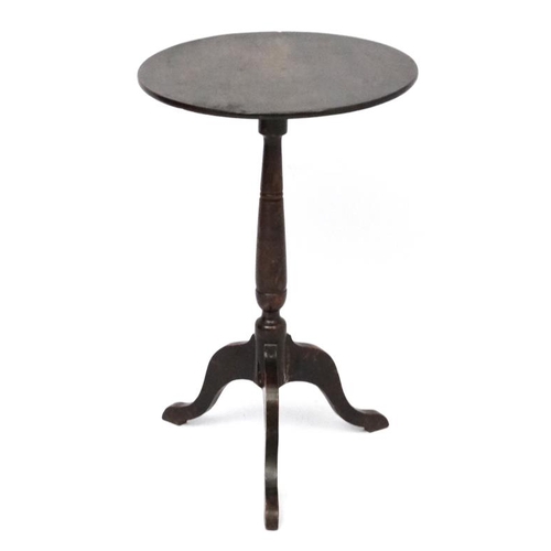 187 - A c.1800 mixed wood including fruit wood circular topped tripod table 17 1/2'' diameter