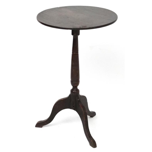 187 - A c.1800 mixed wood including fruit wood circular topped tripod table 17 1/2'' diameter