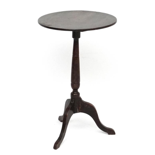 187 - A c.1800 mixed wood including fruit wood circular topped tripod table 17 1/2'' diameter