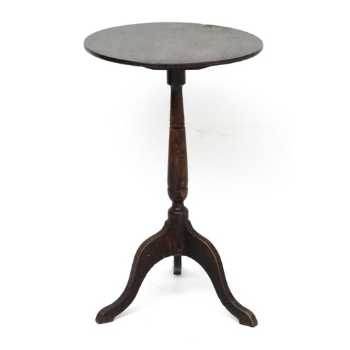 187 - A c.1800 mixed wood including fruit wood circular topped tripod table 17 1/2'' diameter