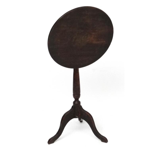 187 - A c.1800 mixed wood including fruit wood circular topped tripod table 17 1/2'' diameter