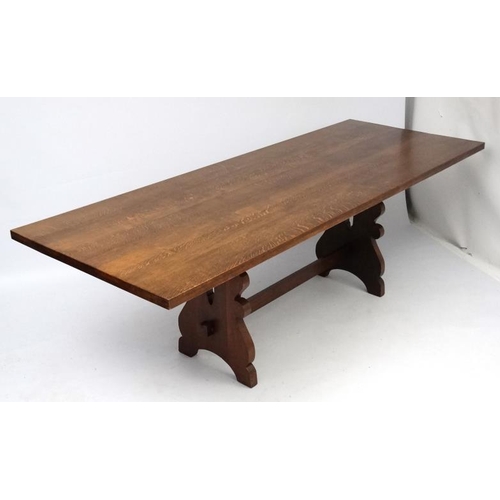 189 - Boardroom table & 10 chairs : An 8ft oak dining  table  3 ft wide together with 2+8 oak and leather ... 