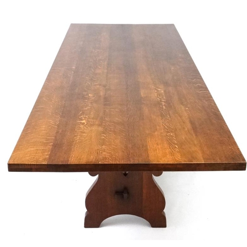 189 - Boardroom table & 10 chairs : An 8ft oak dining  table  3 ft wide together with 2+8 oak and leather ... 