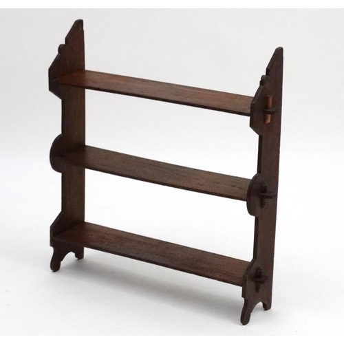 191 - A late Victorian mahogany stained beech set of freestanding / wall hanging open bookshelves.  26 1/2... 