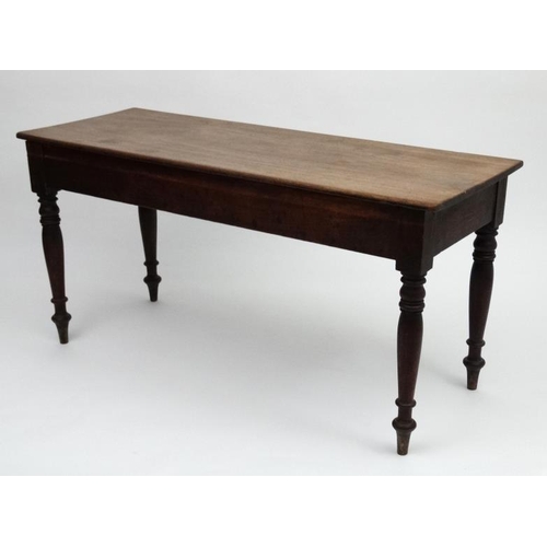 192 - A 19thC mahogany narrow long table 60'' long x 23 1/4'' wide x 29 1/2'' high