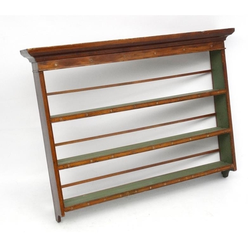 195 - A Georgian fruit wood three-tier open plate rack 40 1/2'' high x 55'' wide ( the shelves 6 7/8'' dee... 