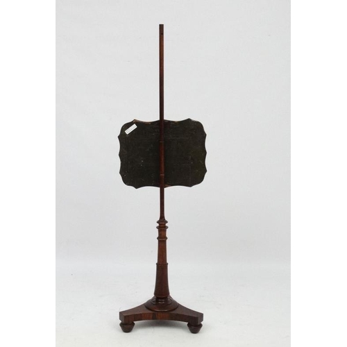 199 - An early 19thC Rosewood pole screen, standing 52'' high