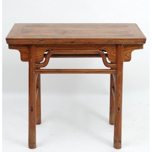 225 - An old Chinese elm alter table 19'' deep x 37 3/4'' wide x 33 3/4'' high