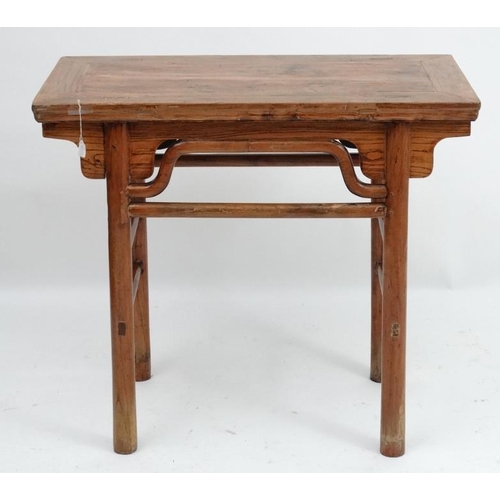 225 - An old Chinese elm alter table 19'' deep x 37 3/4'' wide x 33 3/4'' high