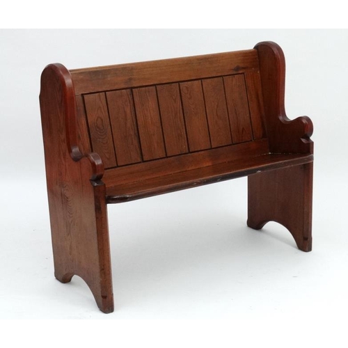 226 - A charming Edwardian narrow  pine bench / pew 41 1/2'' wide x 33 1/4'' high x 20 1/2'' deep