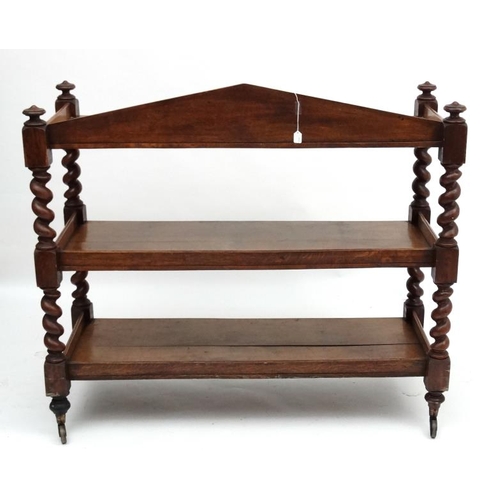 227 - A Victorian oak 3-tier buffet x 43'' high x 52 1/2'' wide x 21 1/4'' deep