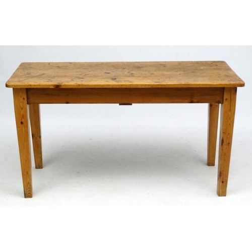 231 - A Victorian stripped pine 2-drawer kitchen / side table 54'' wide x 23 1/2'' deep x 29'' high