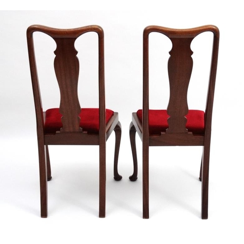 238 - A pair of Edwardian Queen Anne style dining chairs with drop in seats. 41'' high