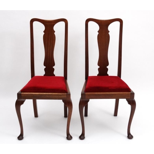 238 - A pair of Edwardian Queen Anne style dining chairs with drop in seats. 41'' high