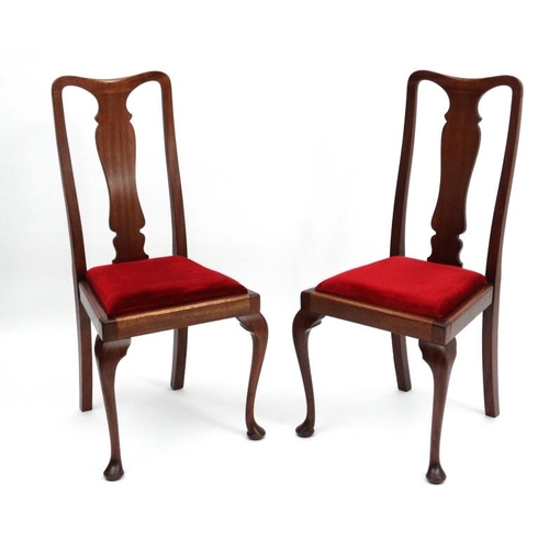 238 - A pair of Edwardian Queen Anne style dining chairs with drop in seats. 41'' high