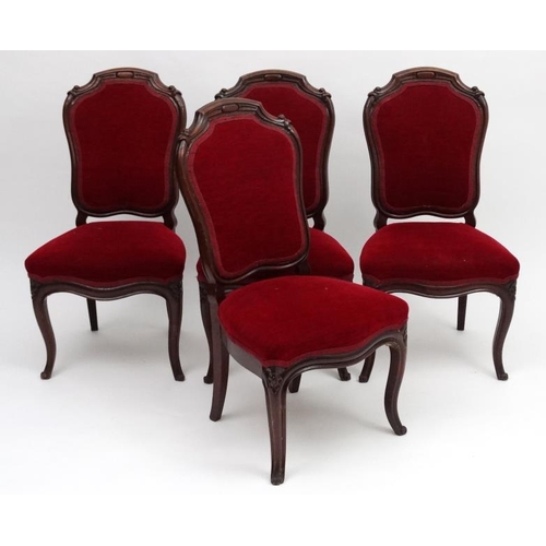 242 - A set of 4 upholstered Continental mahogany dining chairs 35 1/2'' high