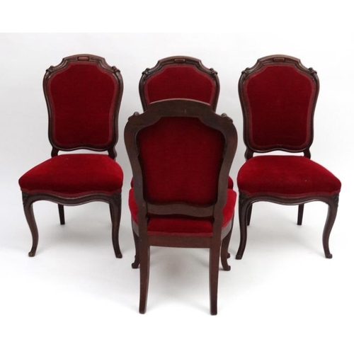 242 - A set of 4 upholstered Continental mahogany dining chairs 35 1/2'' high