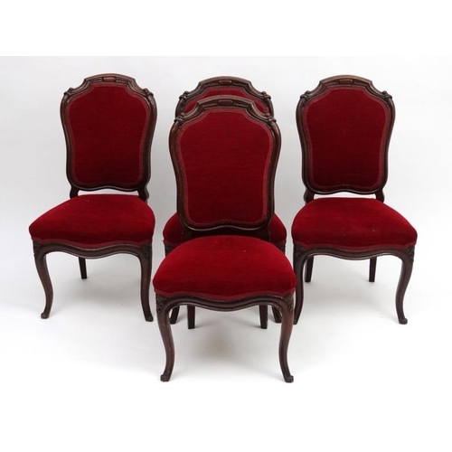 242 - A set of 4 upholstered Continental mahogany dining chairs 35 1/2'' high