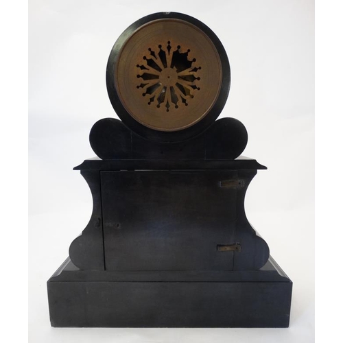 256 - Japy Freres & Co Marble Mantel Clock : a classical marble and slate  Drum Clock , 8 day movement , o... 