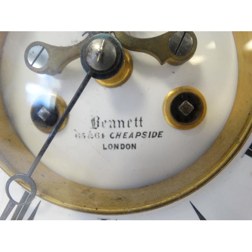 259 - Onyx Marble Victorian Serpentine Clock : a Japy Freres & Co Drum Clock , with outside counter wheel ... 