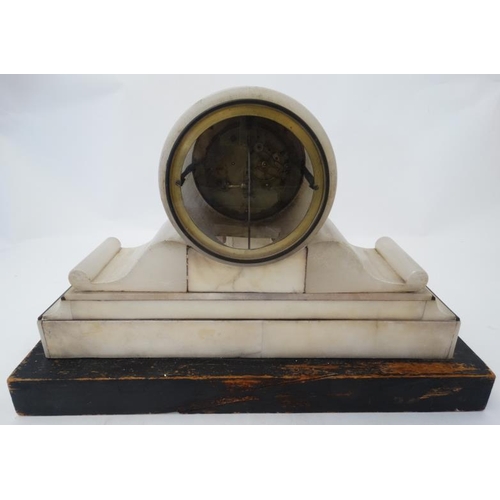 259 - Onyx Marble Victorian Serpentine Clock : a Japy Freres & Co Drum Clock , with outside counter wheel ... 