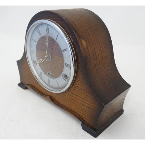 264 - 3 Train Oak Mantle Clock : a 'Perivale ' oak cased 3 train Westminster Chime oak cased mantle clock ... 