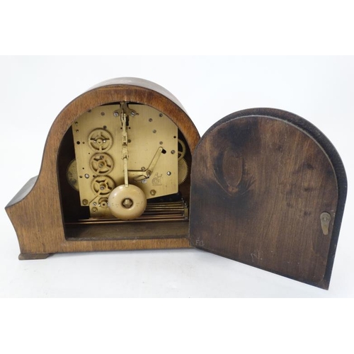 264 - 3 Train Oak Mantle Clock : a 'Perivale ' oak cased 3 train Westminster Chime oak cased mantle clock ... 