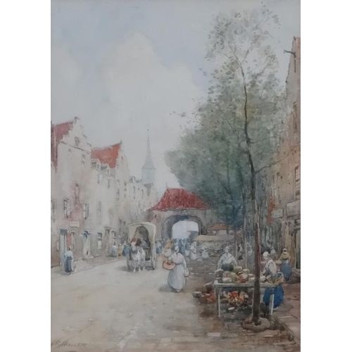 27 - J. R. Miller  XIX-XX, Watercolour, A Dutch street scene, Signed lower left. 14 1/4 x 10 1/4''