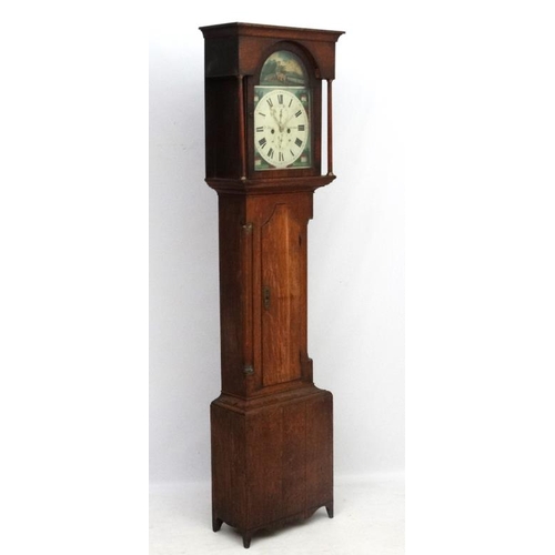 270 - Longcase clock : ' J Sharpe , Stamfordham ' c. 1858 , an 8 day painted breakarch 13'' dial Grandfath... 