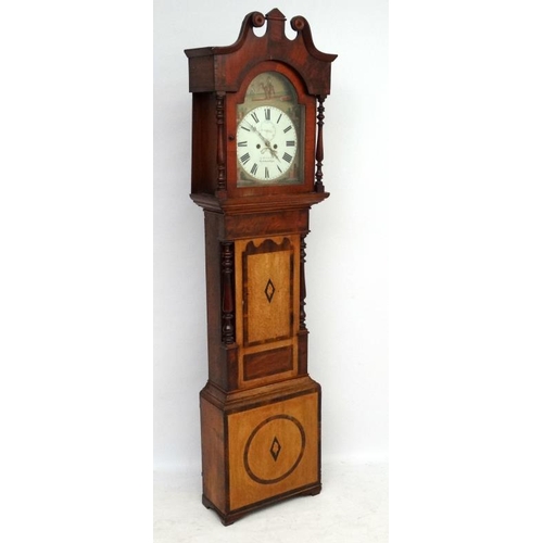 272 - Longcase : D Tucker , Camarthen ( 1868-75 according to Loomes) a painted break arch 13'' Grandfather... 