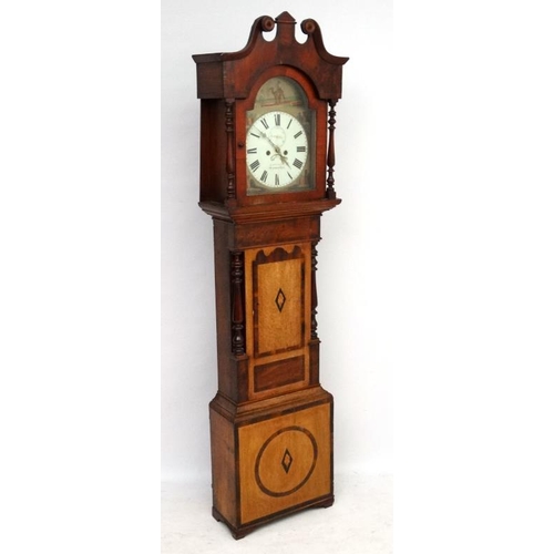 272 - Longcase : D Tucker , Camarthen ( 1868-75 according to Loomes) a painted break arch 13'' Grandfather... 