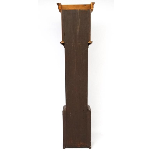 272A - An c.1800 walnut stained oak longcase with mahogany cross banding and hood. The grandfather clock st... 