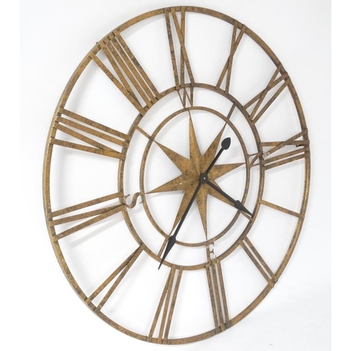 275 - Ossature Clock : a large gilt finished open battery powered wall / workshop clock , 42'' in diameter