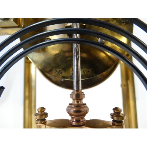 276 - Carriage Regulator clock : an 8 day, brass cased and bevelled glass ,4'' dial clock striking on a co... 